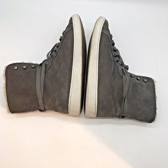 UGG Starlyn F27117D Sneaker Boots Women's 9 Gray Leather Shearling Lace Up Shoes - Picture 8 of 11
